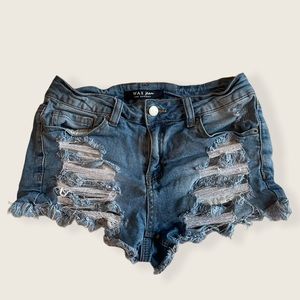 Ripped Denim Jean Shorts